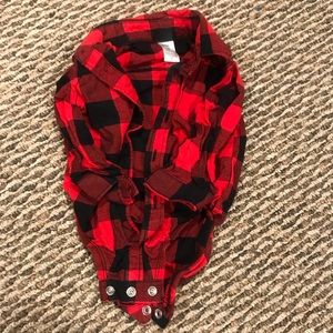 Carters buffalo plaid collared Onsie
